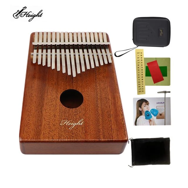 Piano de pulgar de 17 teclas Piano de dedo de caoba maciza