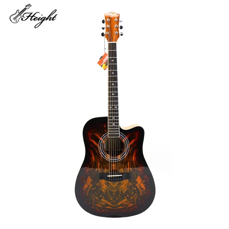 Guitarra de madera maciza de abeto con patrón de ondas de 41''
