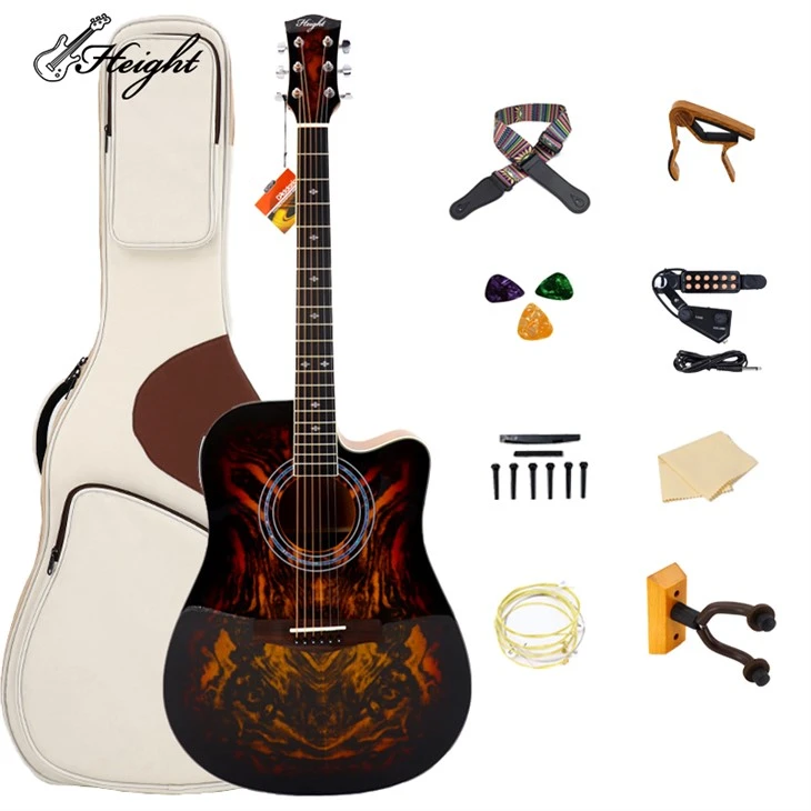 Guitarra acústica de 41 pulgadas con tapa maciza de abeto
