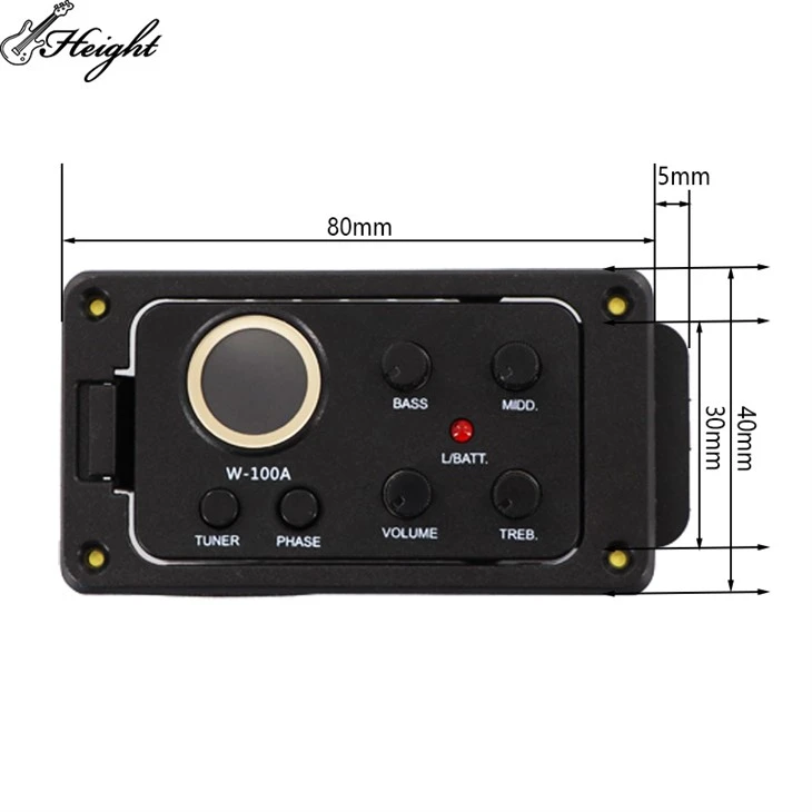 EQ Pickup 3- Ajuste de tono de banda, LCD Tuning Pickup Guitar Equalizer Accesorios de instrumentos musicales Accesorios de guitarra